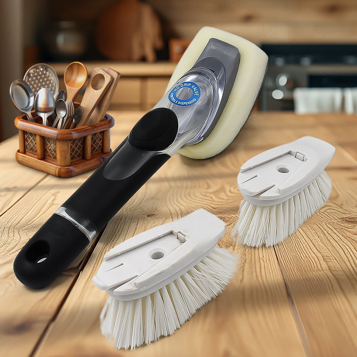 2-in-1 Soap Dispenser Dish Scrub Brush Set 2-in-1 Soap Dispenser Dish Scrub Brush Set